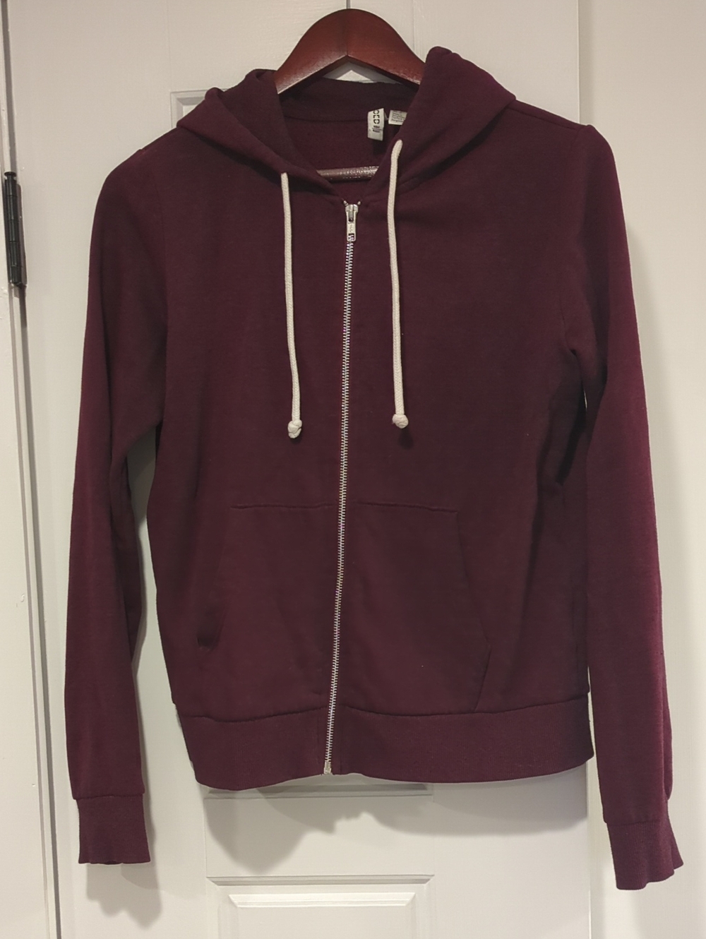 🩷 Vintage 2010's H&M Maroon Knit Zippered Hooded Sweater